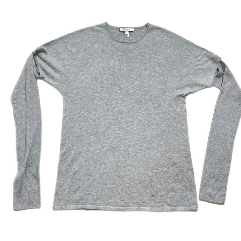 MaxMara Grey Silk & Cashmere Removable Sleeves Sweater Top M/L